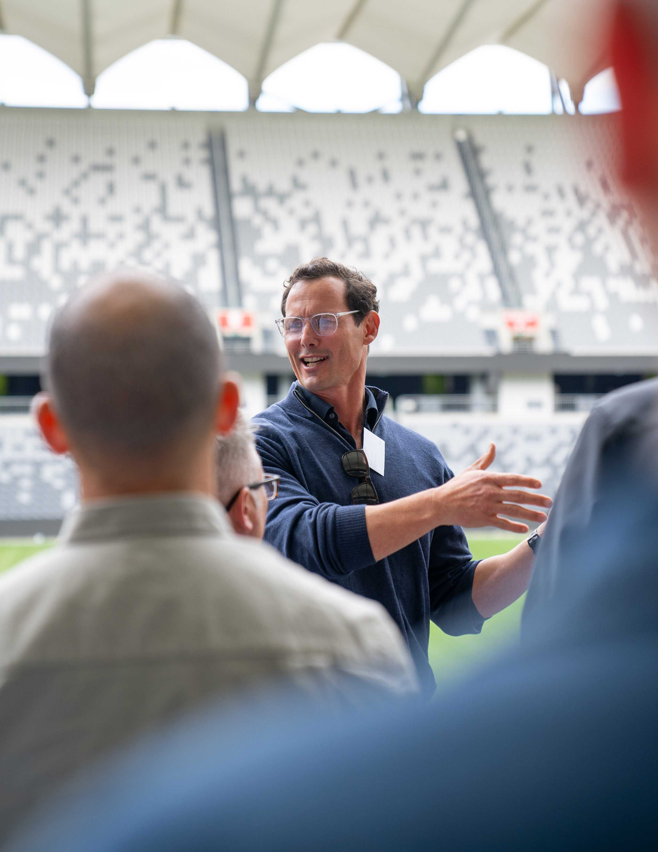 Guest host Al Baxter, Senior Principal and Director at Populous led the visit to CommBank Stadium, offering a firsthand look at the design of this world-class facility.