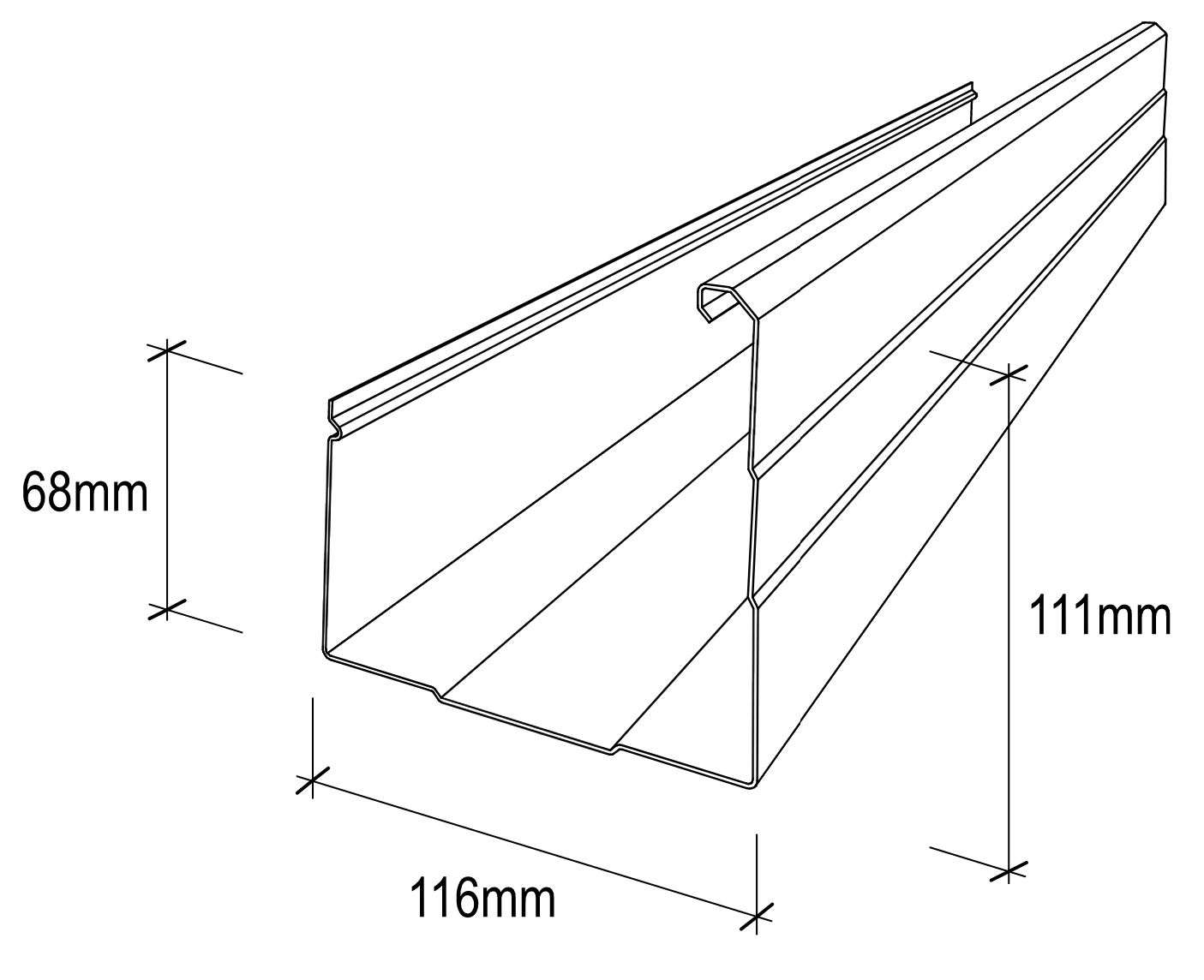 Stramit® Compact Gutter dimensions