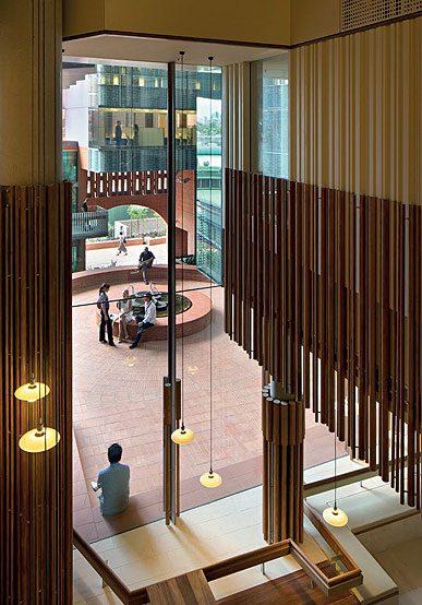 The UQ School of Medicine & Nursing student lounge has outdoor visual connection to the Outdoor Room.