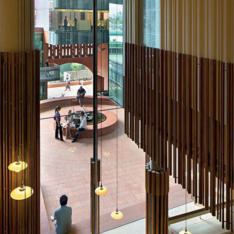 The UQ School of Medicine & Nursing student lounge has outdoor visual connection to the Outdoor Room.